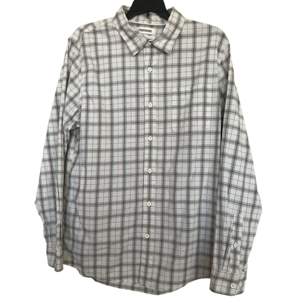 Goodthreads Shirt Mens Size Medium M Plaid Button Down Long Sleeve Slim‎ Fit